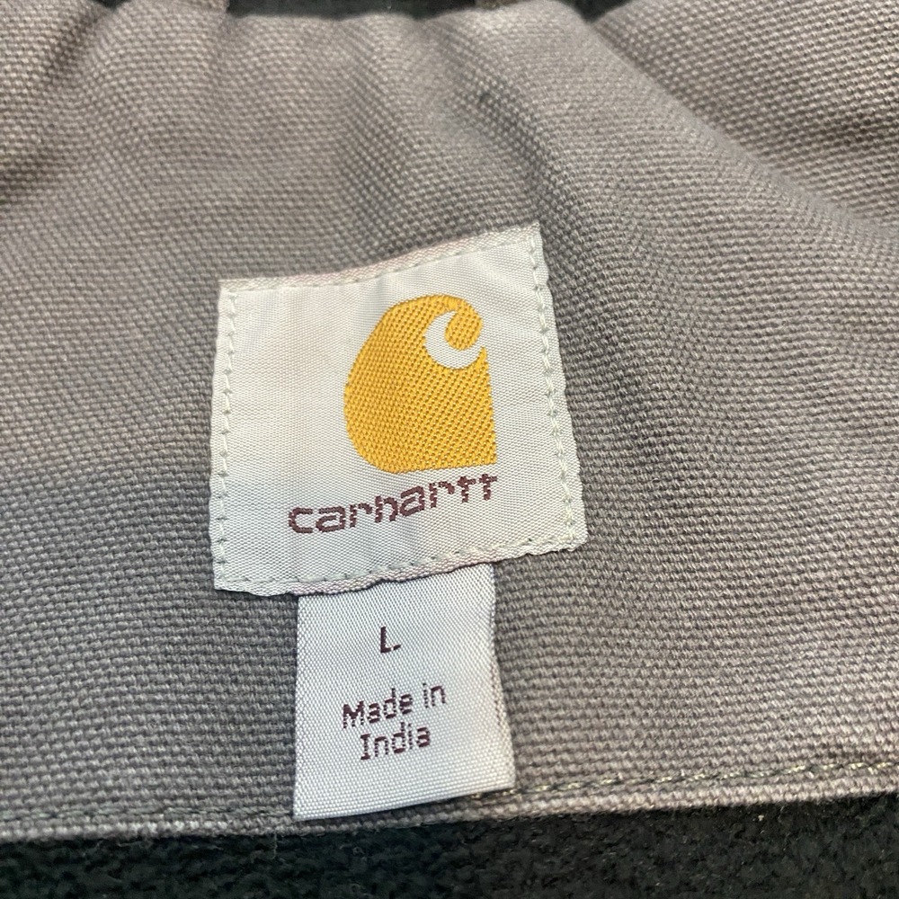 Carhartt Hooded Vest Gravel Grey Fleece Lined Duck Canvas 103837 GVL Size Large - Picture 6 of 10